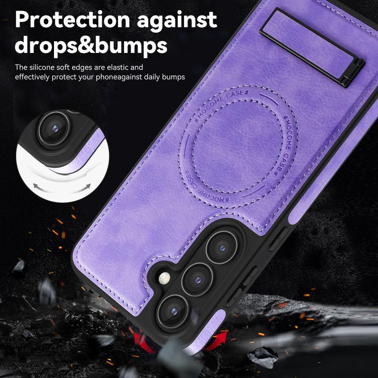 For Samsung Galaxy S24 5G Multi-function Holder MagSafe PU Phone Case