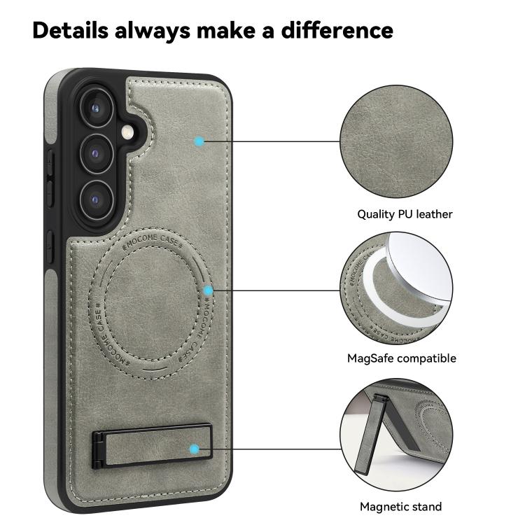 For Samsung Galaxy S24 5G Multi-function Holder MagSafe PU Phone Case