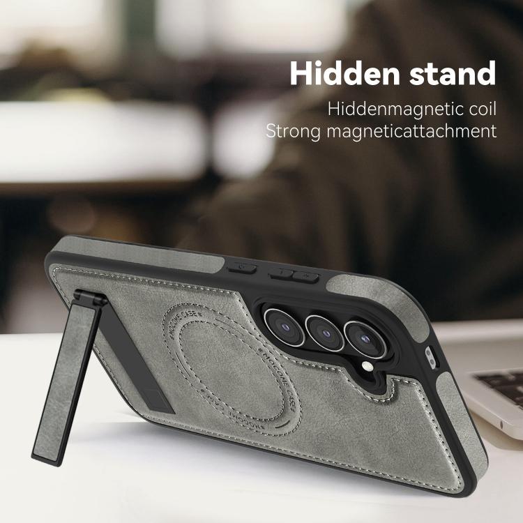 For Samsung Galaxy S24 5G Multi-function Holder MagSafe PU Phone Case