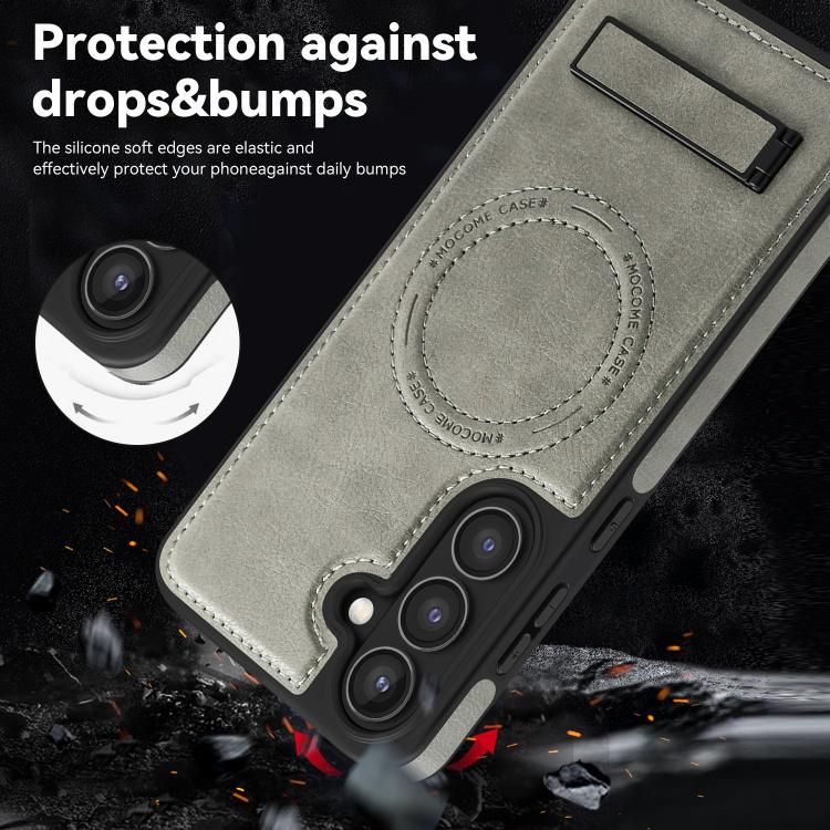 For Samsung Galaxy S24 5G Multi-function Holder MagSafe PU Phone Case