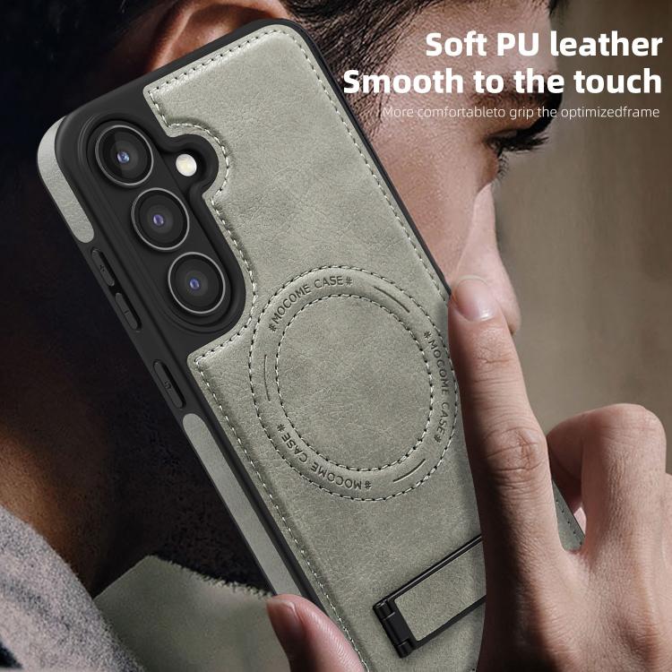 For Samsung Galaxy S24 5G Multi-function Holder MagSafe PU Phone Case