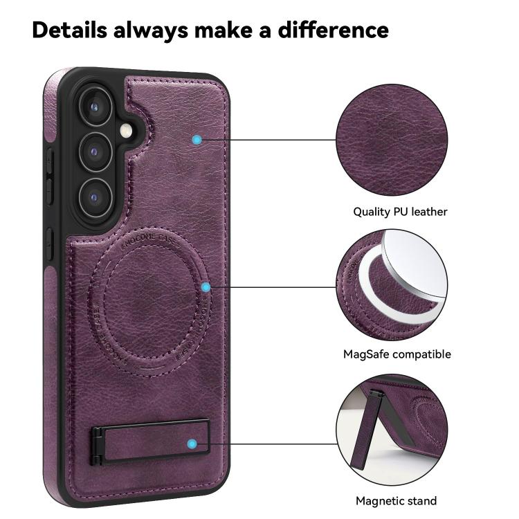 For Samsung Galaxy S23+ 5G Multi-function Holder MagSafe PU Phone Case