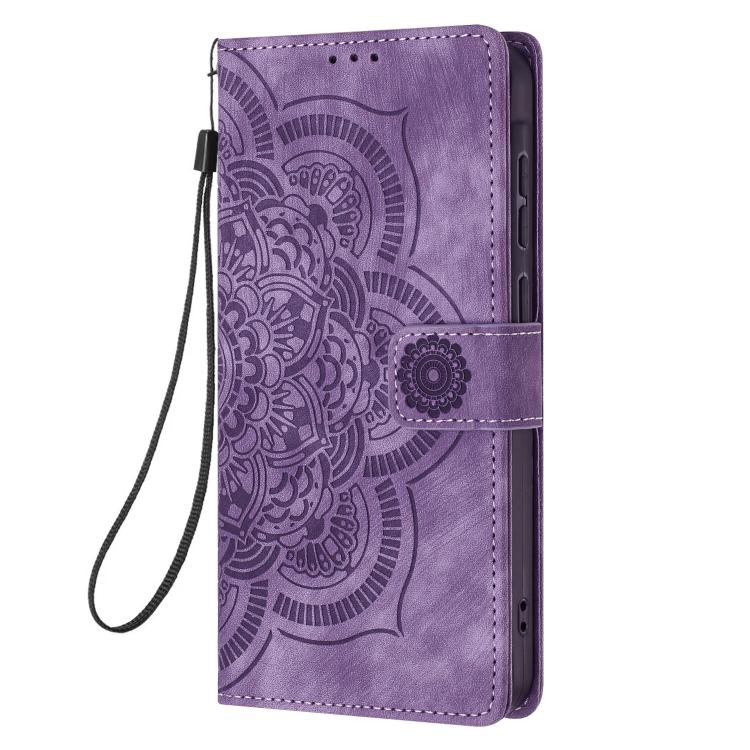 For iPhone 16 Pro Mandala Embossed Retro Frosted Leather Phone Case