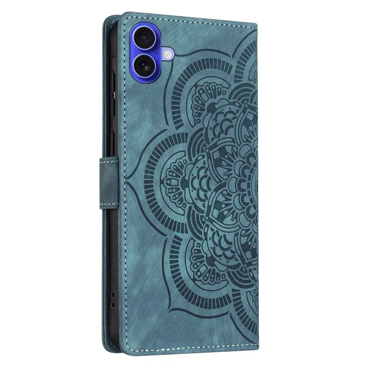 For iPhone 16 Mandala Embossed Retro Frosted Leather Phone Case