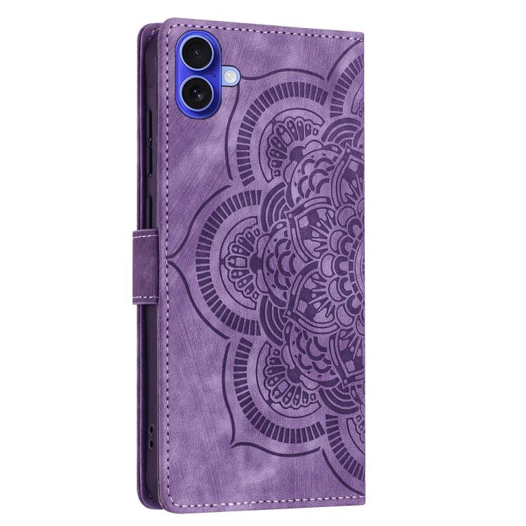 For iPhone 16 Mandala Embossed Retro Frosted Leather Phone Case