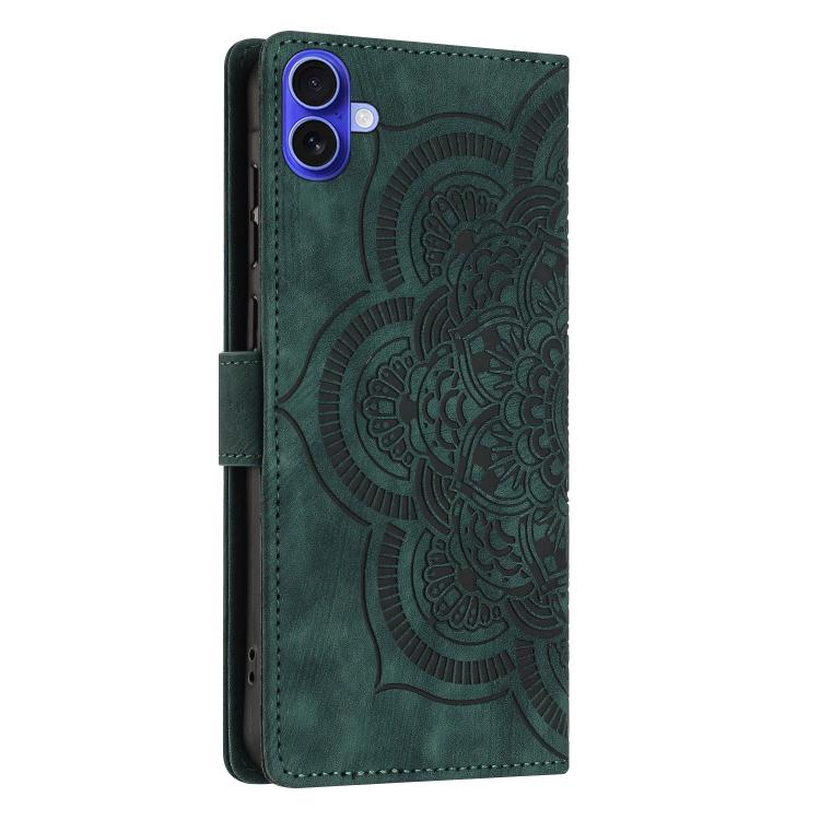 For iPhone 16 Mandala Embossed Retro Frosted Leather Phone Case