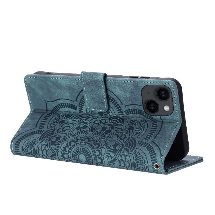 For iPhone 14 / 13 Mandala Embossed Retro Frosted Leather Phone Case