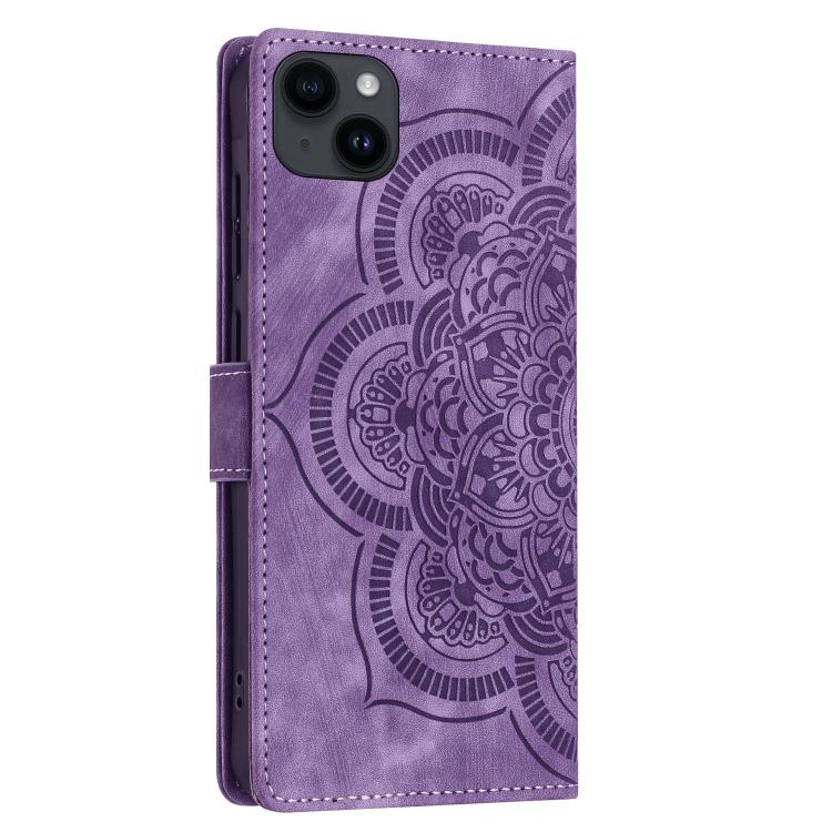 For iPhone 14 / 13 Mandala Embossed Retro Frosted Leather Phone Case