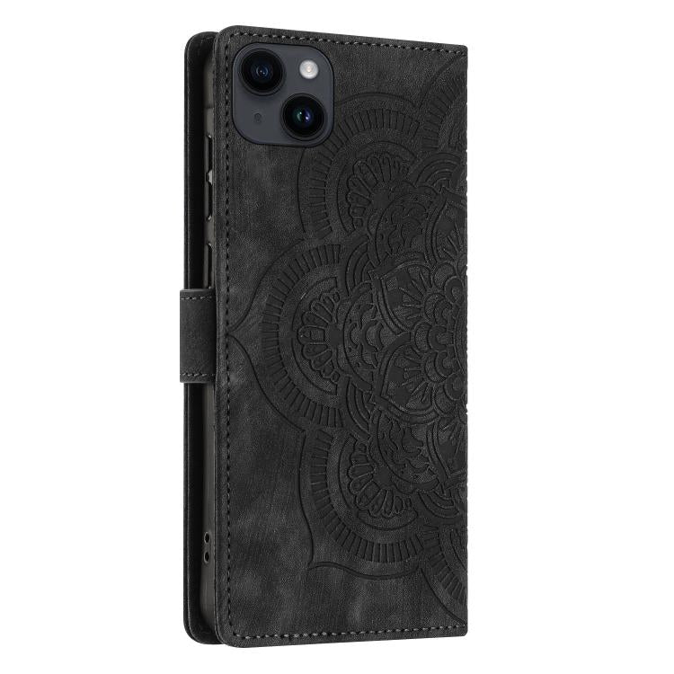 For iPhone 14 / 13 Mandala Embossed Retro Frosted Leather Phone Case
