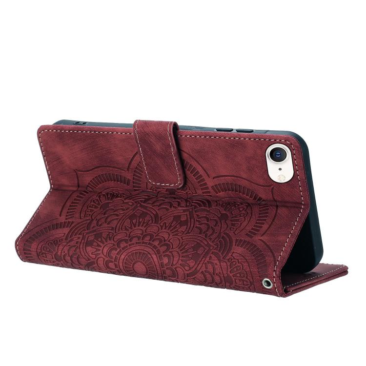 For iPhone 7 / 8 / SE 2022 Mandala Embossed Retro Frosted Leather Phone Case
