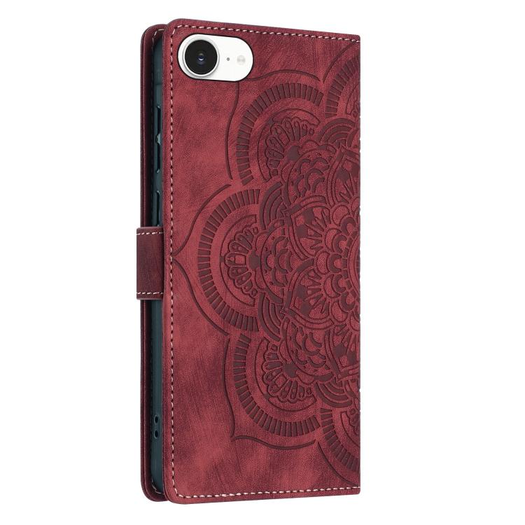 For iPhone 17e / 16e Mandala Embossed Retro Frosted Leather Phone Case