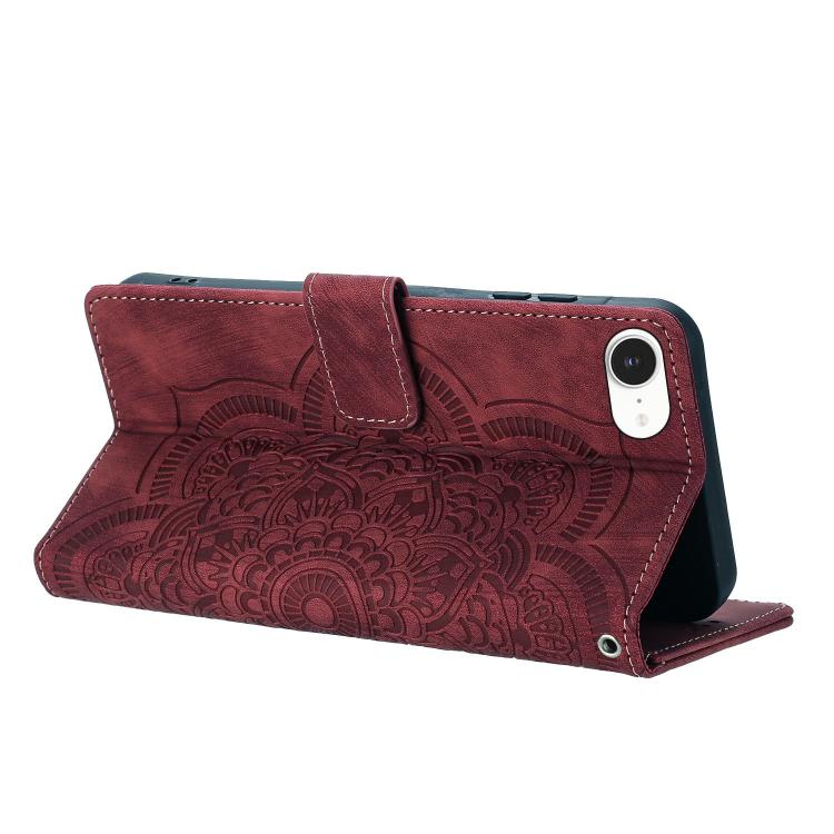 For iPhone 17e / 16e Mandala Embossed Retro Frosted Leather Phone Case