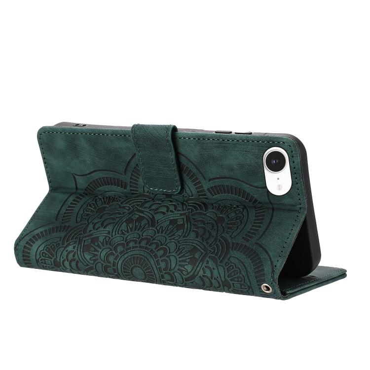 For iPhone 17e / 16e Mandala Embossed Retro Frosted Leather Phone Case