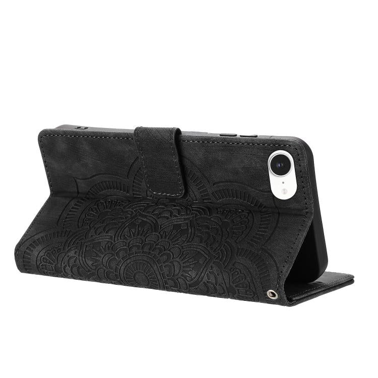For iPhone 17e / 16e Mandala Embossed Retro Frosted Leather Phone Case