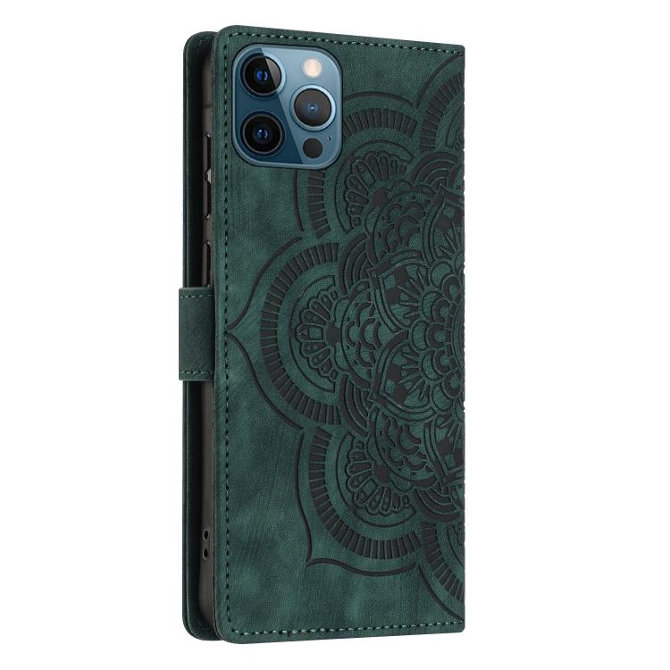 For iPhone 12 / 12 Pro Mandala Embossed Retro Frosted Leather Phone Case