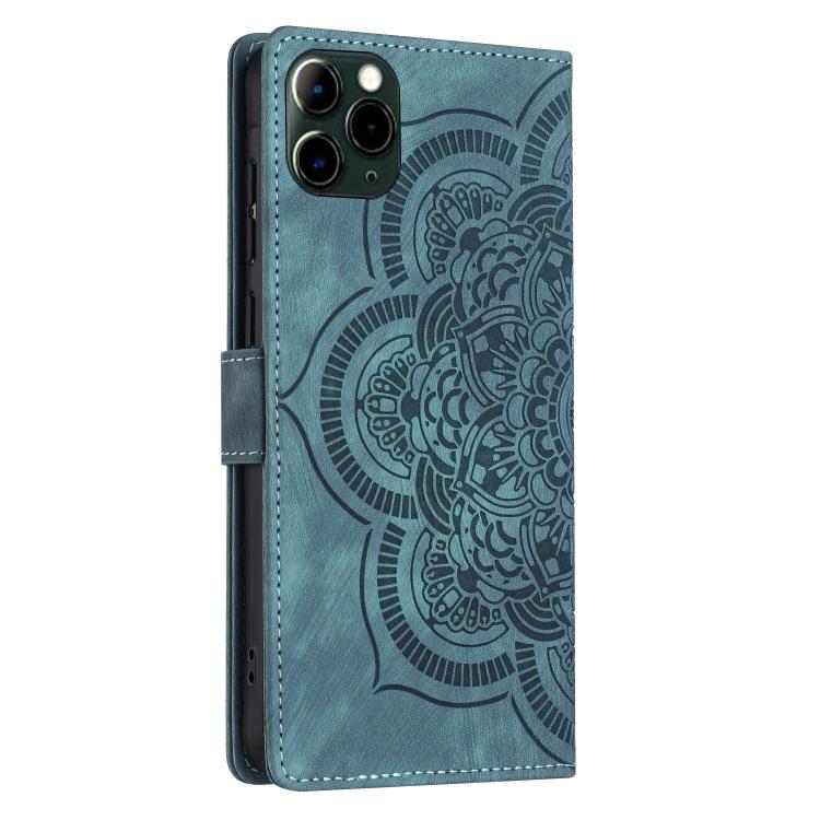 For iPhone 11 Pro Max Mandala Embossed Retro Frosted Leather Phone Case