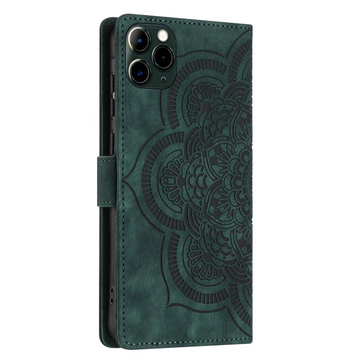 For iPhone 11 Pro Max Mandala Embossed Retro Frosted Leather Phone Case
