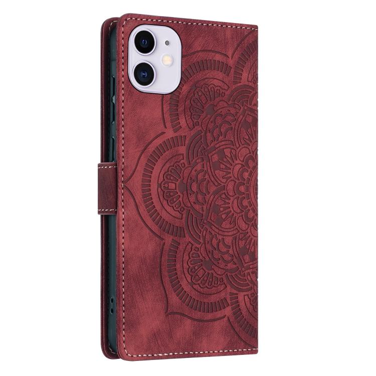 For iPhone 11 Mandala Embossed Retro Frosted Leather Phone Case