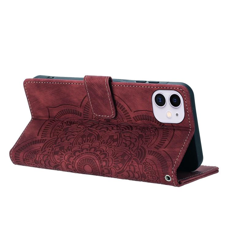 For iPhone 11 Mandala Embossed Retro Frosted Leather Phone Case