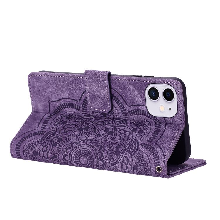 For iPhone 11 Mandala Embossed Retro Frosted Leather Phone Case