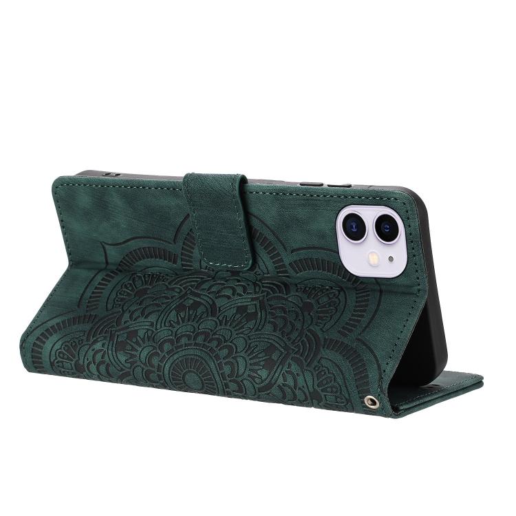 For iPhone 11 Mandala Embossed Retro Frosted Leather Phone Case