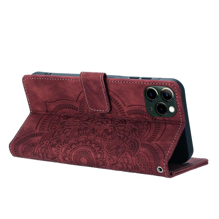 For iPhone 11 Pro Mandala Embossed Retro Frosted Leather Phone Case