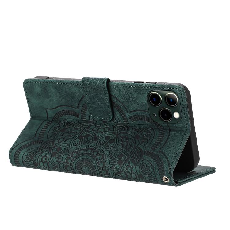 For iPhone 11 Pro Mandala Embossed Retro Frosted Leather Phone Case