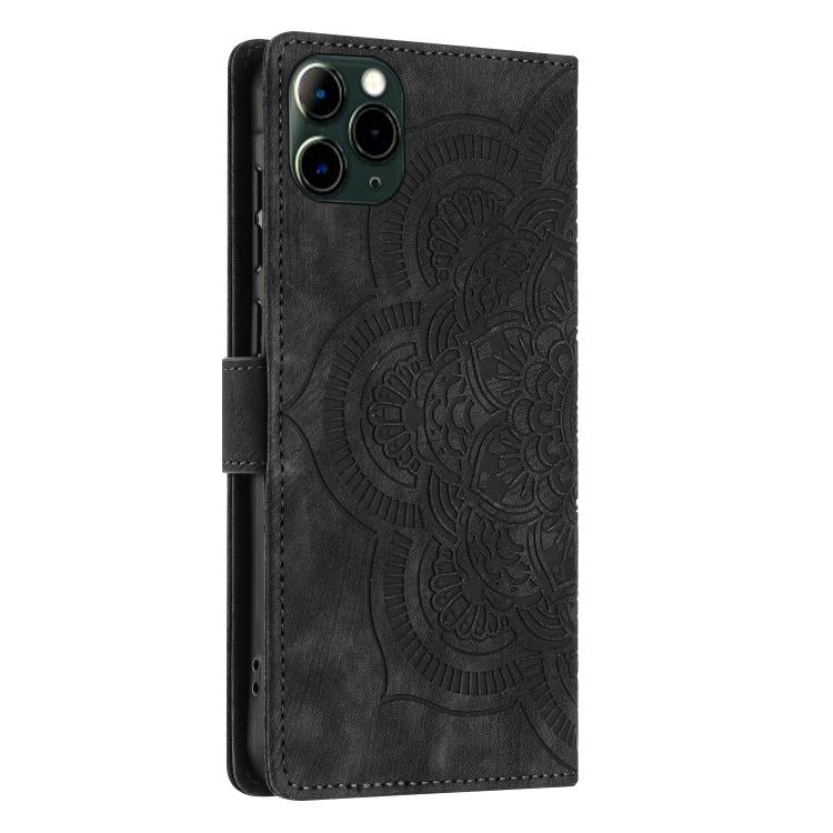 For iPhone 11 Pro Mandala Embossed Retro Frosted Leather Phone Case