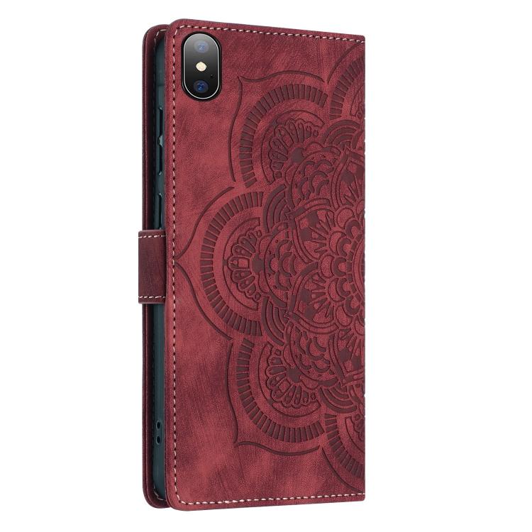 For iPhone X / XS Mandala Embossed Retro Frosted Leather Phone Case