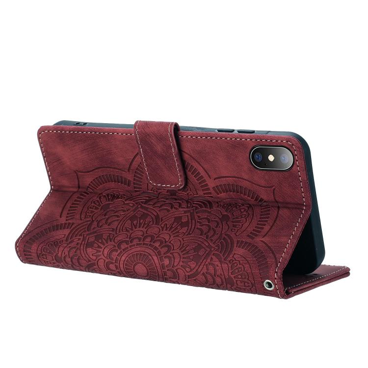 For iPhone X / XS Mandala Embossed Retro Frosted Leather Phone Case