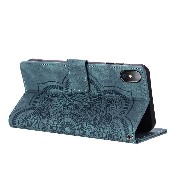 For iPhone X / XS Mandala Embossed Retro Frosted Leather Phone Case