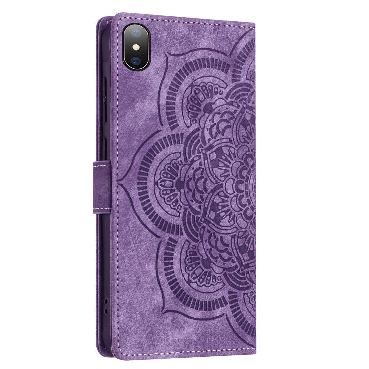 For iPhone X / XS Mandala Embossed Retro Frosted Leather Phone Case