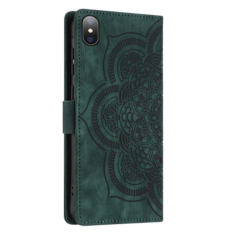 For iPhone X / XS Mandala Embossed Retro Frosted Leather Phone Case