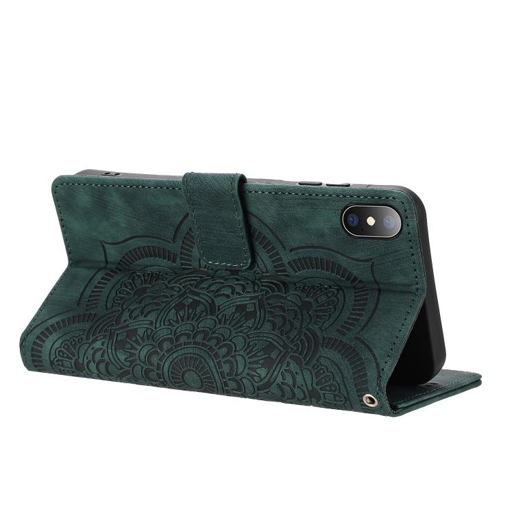 For iPhone X / XS Mandala Embossed Retro Frosted Leather Phone Case