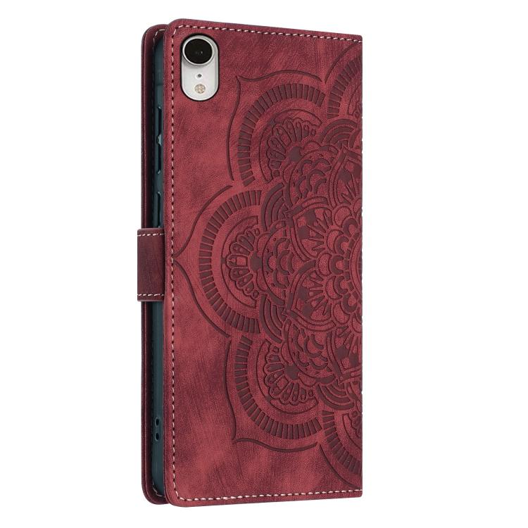 For iPhone XR Mandala Embossed Retro Frosted Leather Phone Case