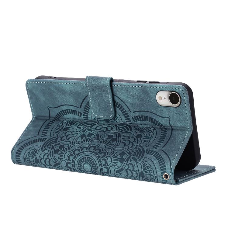 For iPhone XR Mandala Embossed Retro Frosted Leather Phone Case
