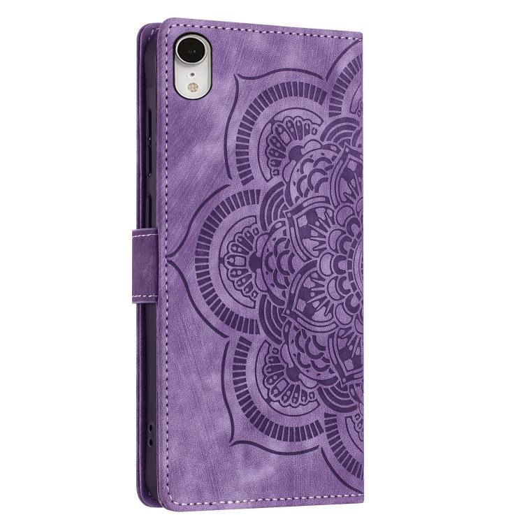 For iPhone XR Mandala Embossed Retro Frosted Leather Phone Case
