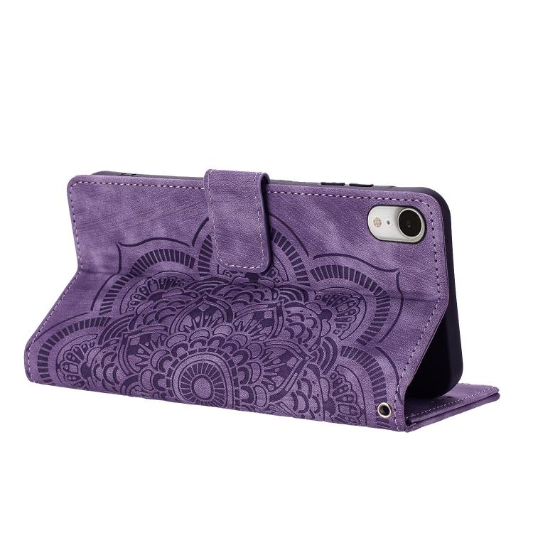 For iPhone XR Mandala Embossed Retro Frosted Leather Phone Case