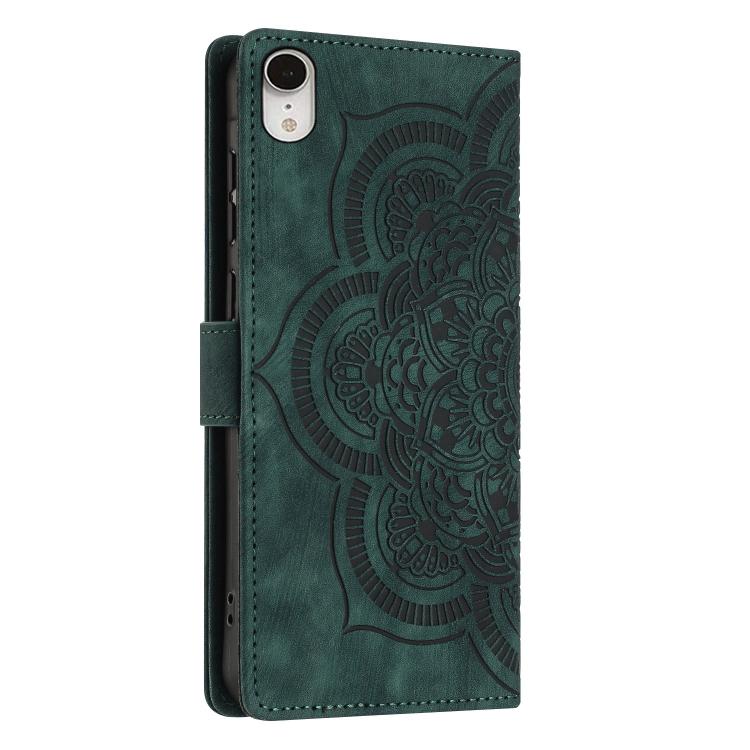 For iPhone XR Mandala Embossed Retro Frosted Leather Phone Case