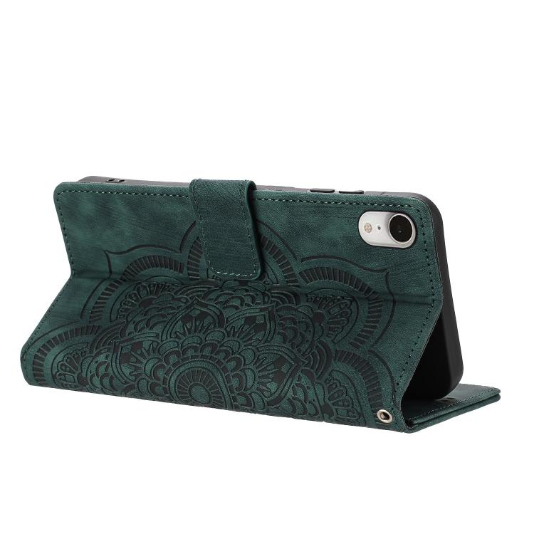 For iPhone XR Mandala Embossed Retro Frosted Leather Phone Case