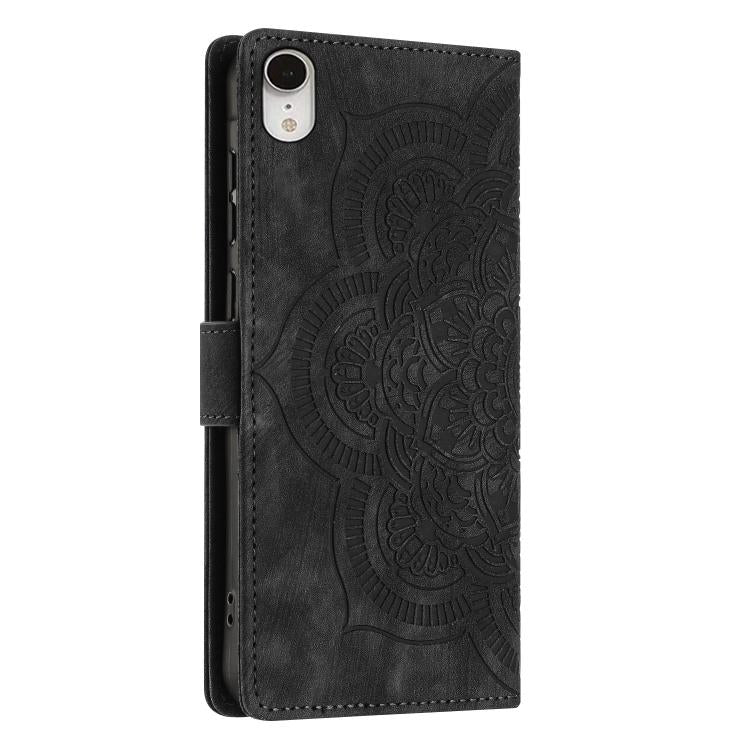 For iPhone XR Mandala Embossed Retro Frosted Leather Phone Case