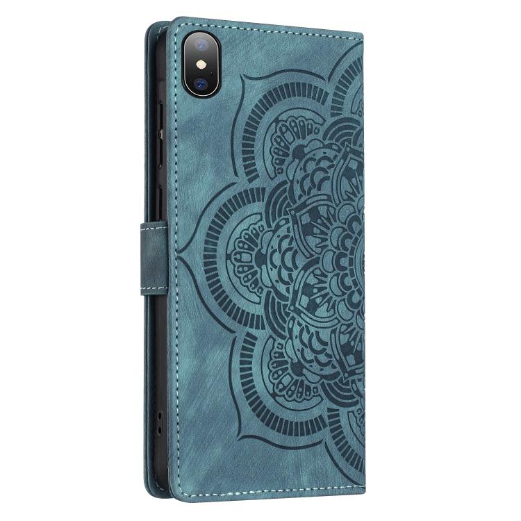 For iPhone XS Max Mandala Embossed Retro Frosted Leather Phone Case