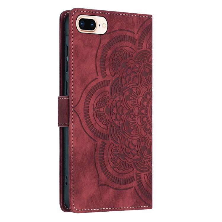 For iPhone 7 Plus / 8 Plus Mandala Embossed Retro Frosted Leather Phone Case