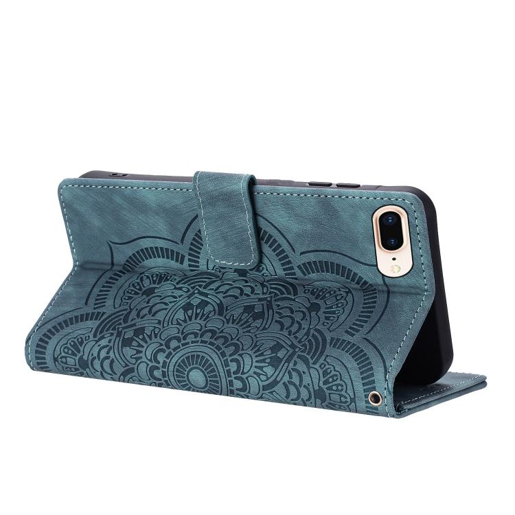 For iPhone 7 Plus / 8 Plus Mandala Embossed Retro Frosted Leather Phone Case