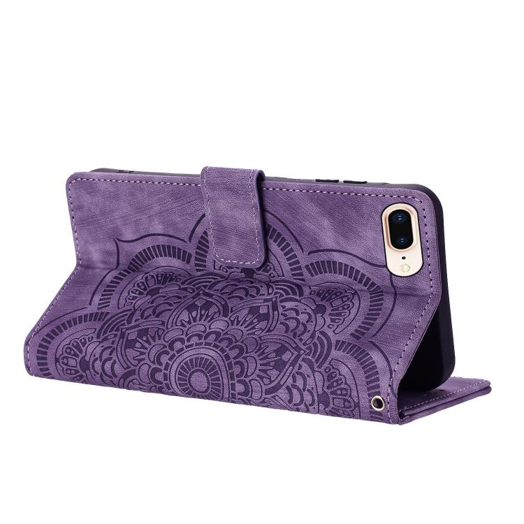 For iPhone 7 Plus / 8 Plus Mandala Embossed Retro Frosted Leather Phone Case