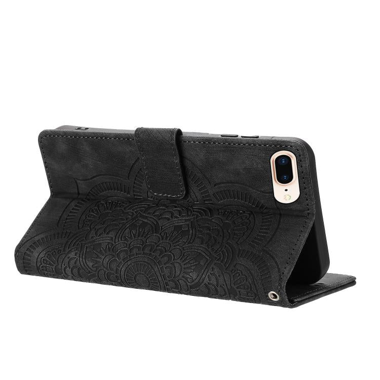 For iPhone 7 Plus / 8 Plus Mandala Embossed Retro Frosted Leather Phone Case