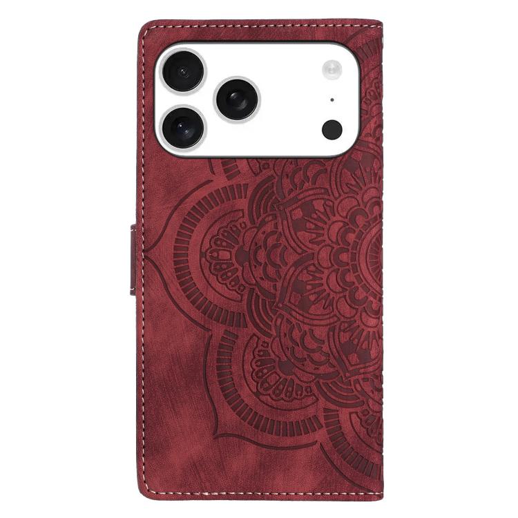 For iPhone 17 Pro Max Mandala Embossed Retro Frosted Leather Phone Case