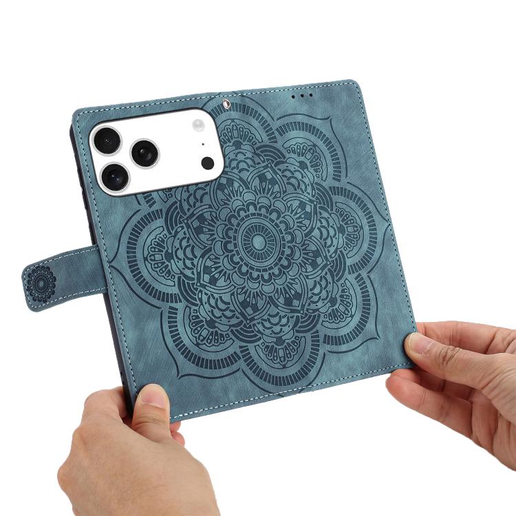 For iPhone 17 Pro Max Mandala Embossed Retro Frosted Leather Phone Case