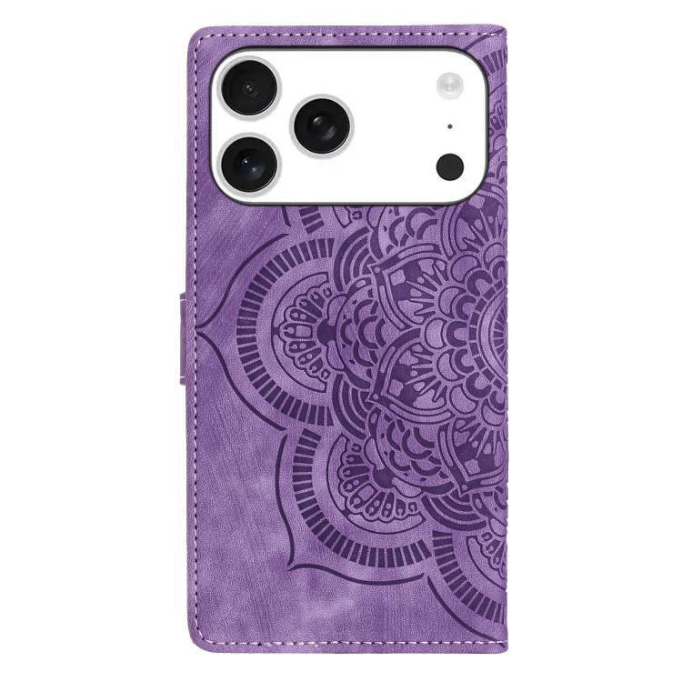 For iPhone 17 Pro Max Mandala Embossed Retro Frosted Leather Phone Case