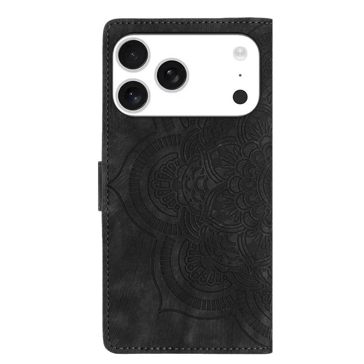 For iPhone 17 Pro Mandala Embossed Retro Frosted Leather Phone Case